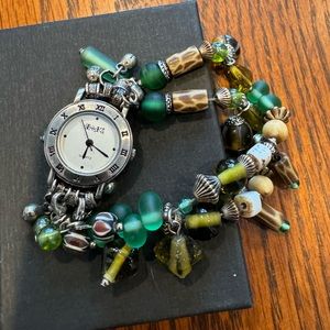 Vintage Treska Beaded Stretch Band Bracelet Watch